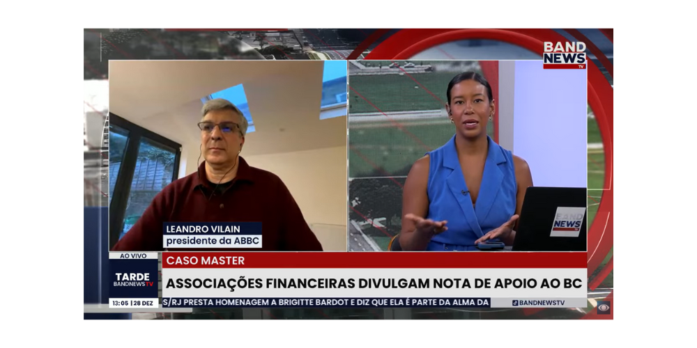 ABBC, Acrefi, Febraban, Fin e Zetta divulgaram neste sábado (27) uma nota conjunta em apoio à atuação técnica e independente do Banco Central do Brasil, reforçando a importância do regulador para a estabilidade e a credibilidade do sistema financeiro nacional. A manifestação ocorre às vésperas de uma decisão do Supremo Tribunal Federal (STF), que solicitou para a próxima terça-feira uma acareação entre o Banco Master e o Banco Central no âmbito do processo que trata da liquidação da instituição, trazendo o tema da supervisão bancária e da autonomia regulatória ao centro do debate público.